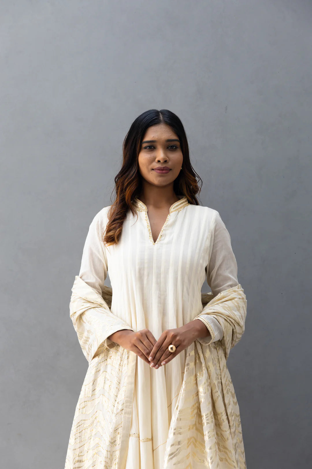 Fashionable Collared Anarkali for Women with Exquisite Hand Embroidery