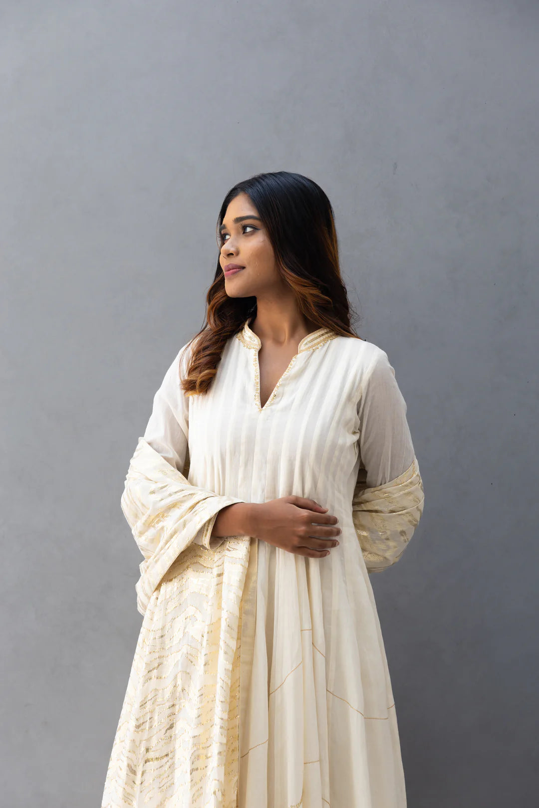 Fashionable Collared Anarkali for Women with Exquisite Hand Embroidery