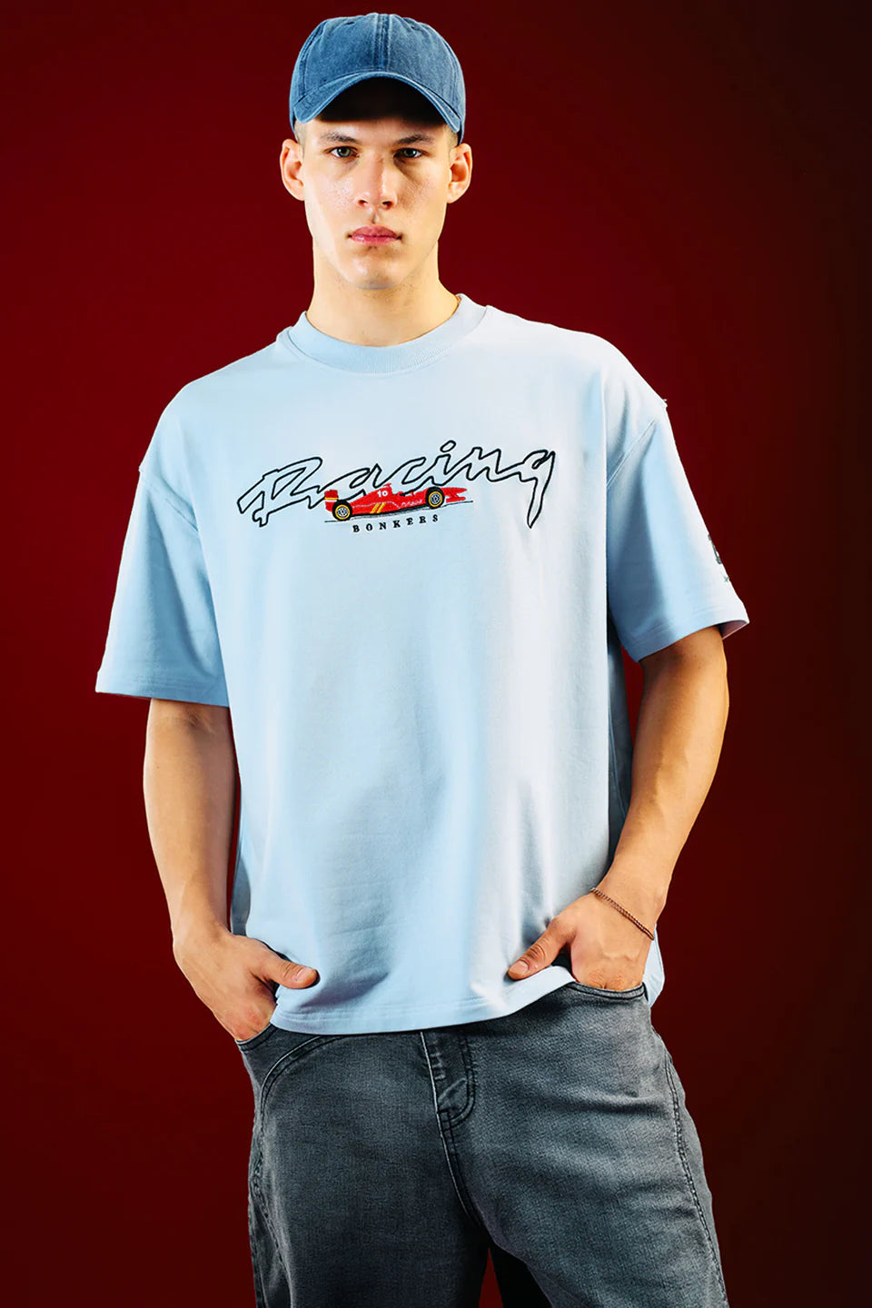 Stylish Men’s Race Pit Stop Oversized T-shirt with Relaxed Fit