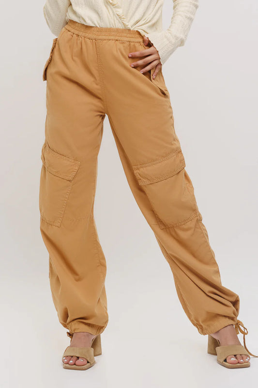 Chic Women’s Sand High Waist Tapered Cargo Pants for Casual and Trendy Look
