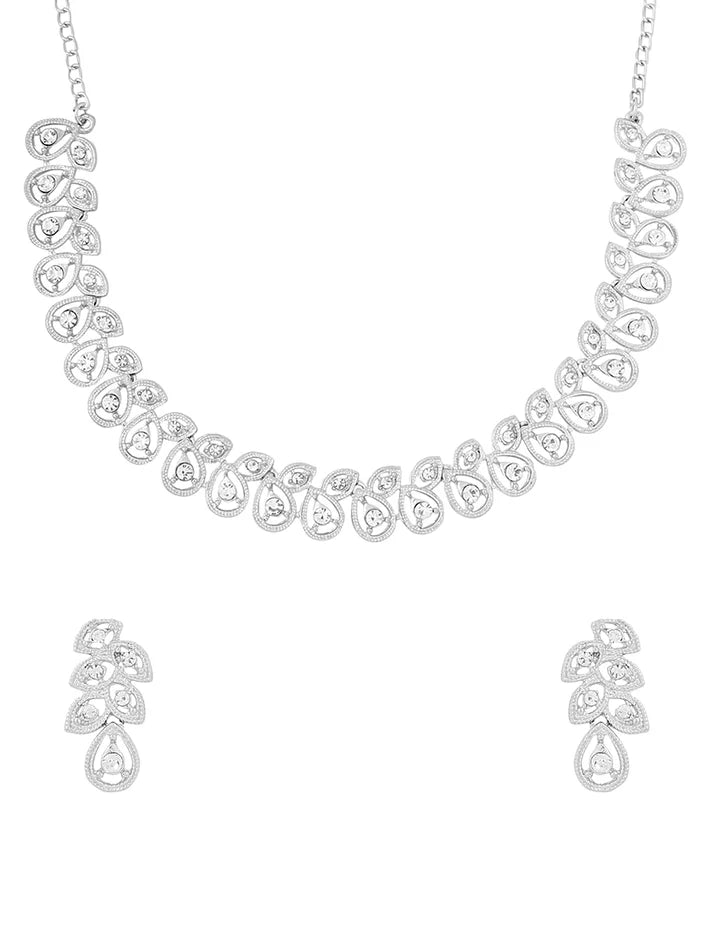 White Crystal Bridal Jewellery Set for Women and Girls for Weddings