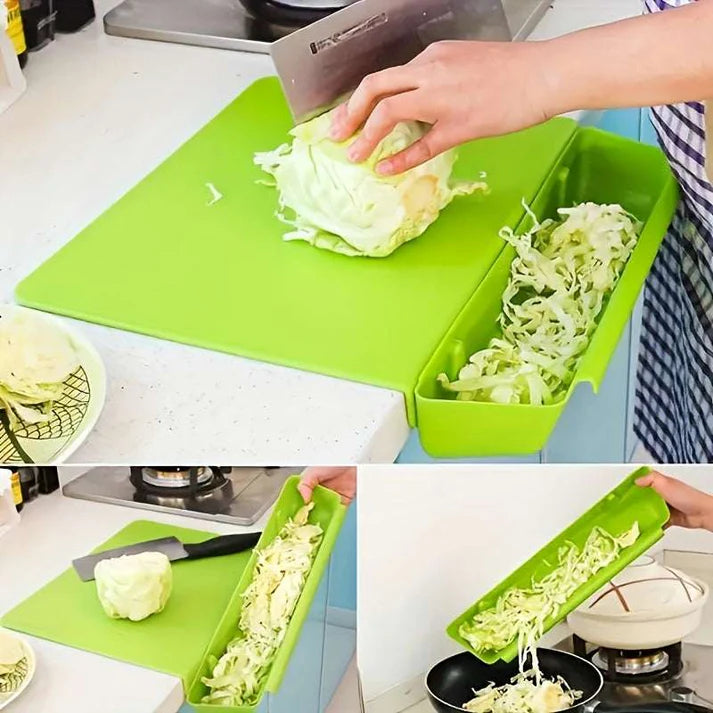 Kitchen Essential 2 in 1 Non Slip Cutting Board with Detachable Chopping Board and Food Box