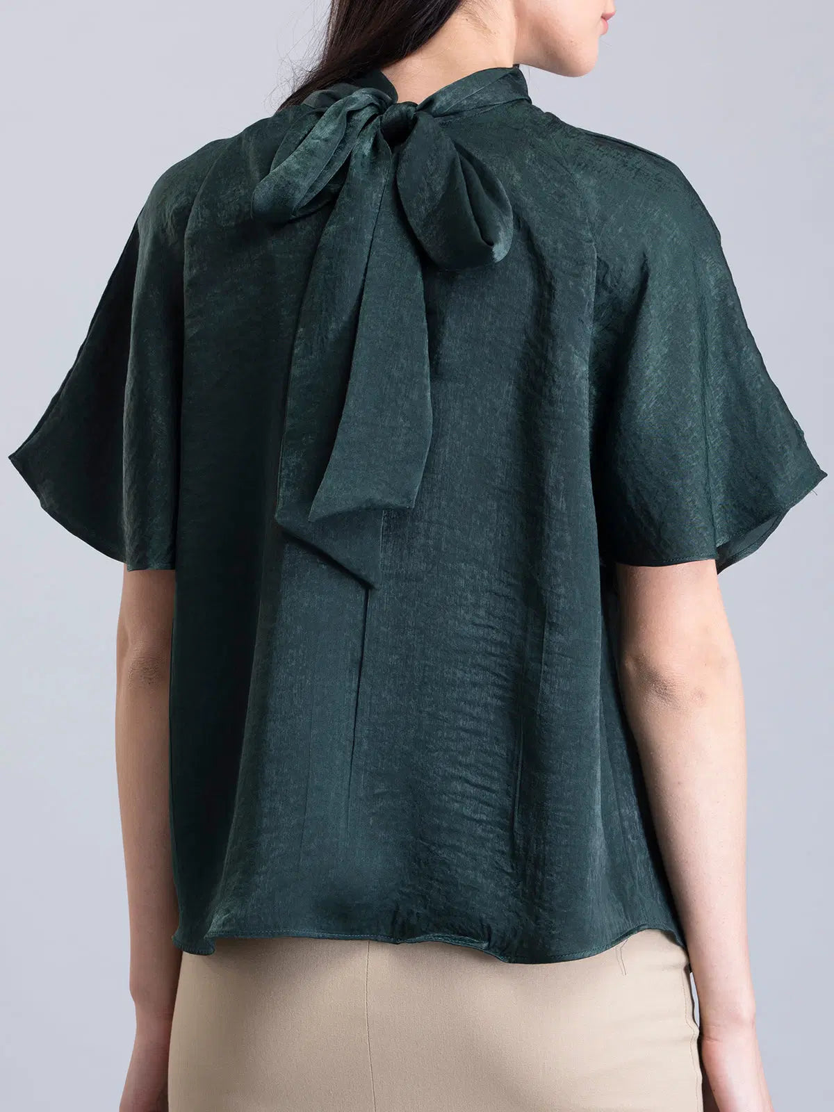 Versatile Satin Two-Way Top in Green for Women with Smart and Contemporary Fit