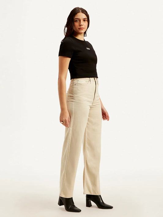 Women’s Beige Loose Fit High Rise Jeans