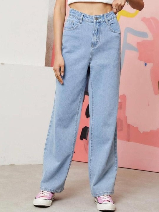 Women Straight Fit High-Rise Stretchable Jeans
