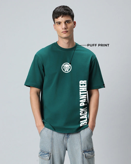 Lightweight Green Wakanda Forever Graphic Printed Oversized T-shirt for Men