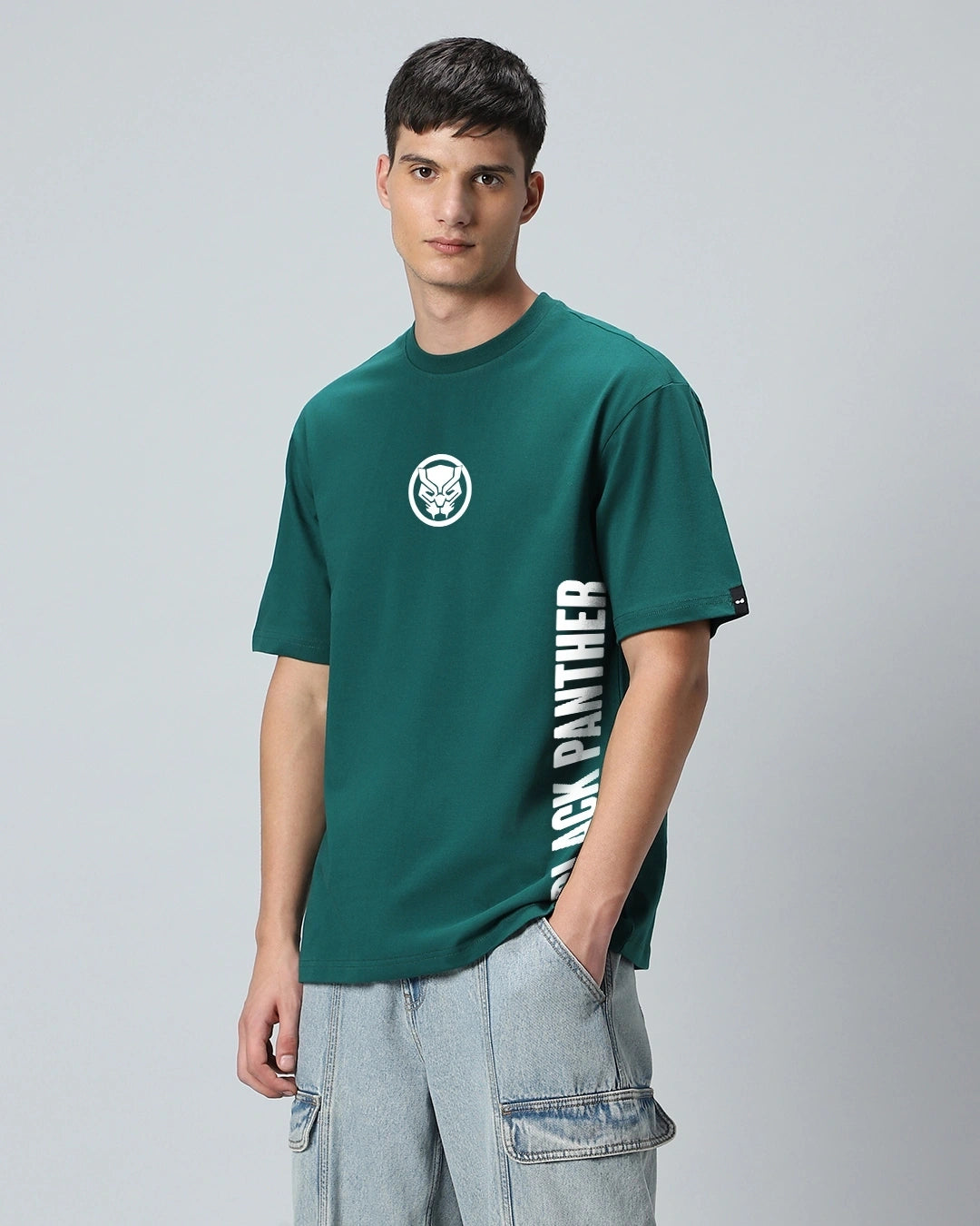 Lightweight Green Wakanda Forever Graphic Printed Oversized T-shirt for Men