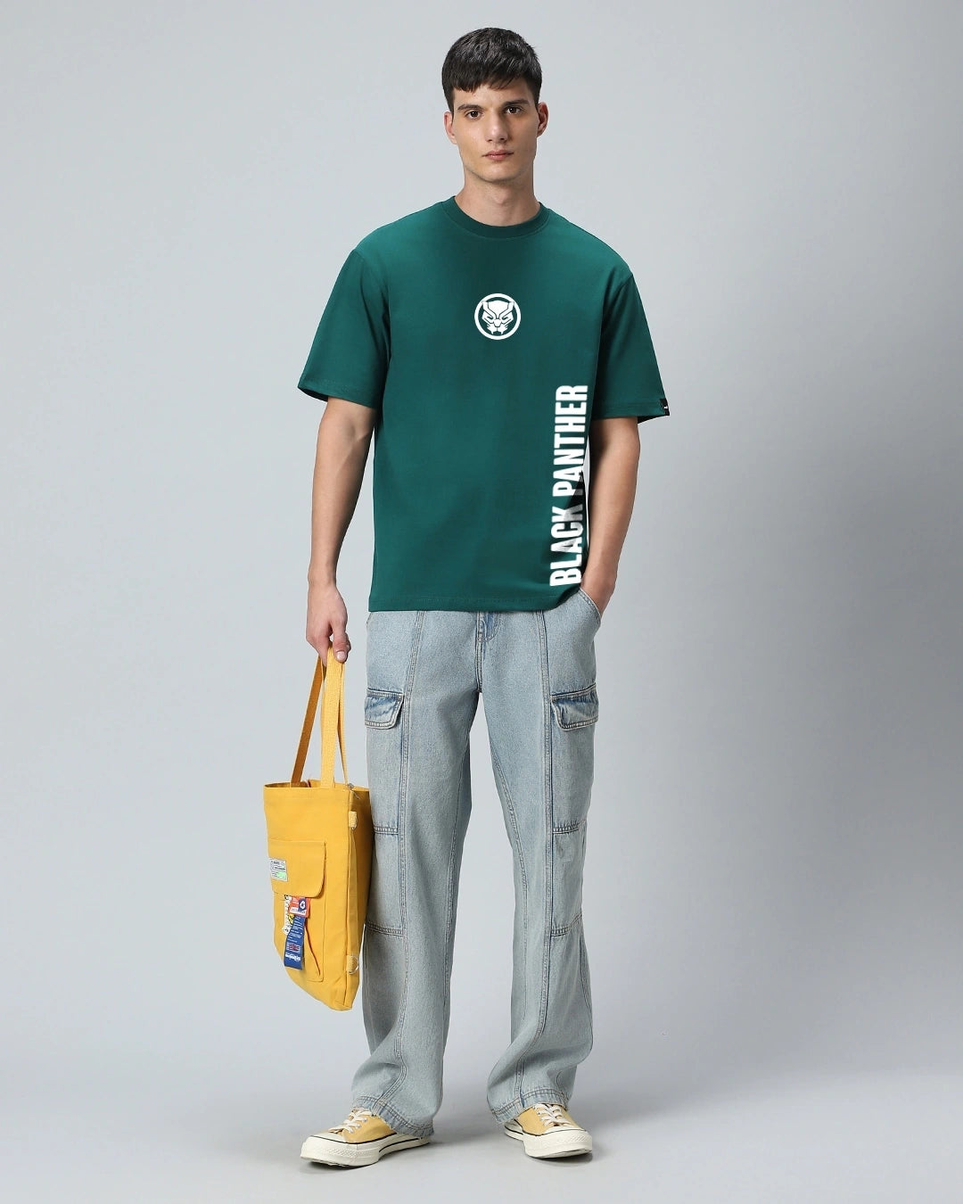 Lightweight Green Wakanda Forever Graphic Printed Oversized T-shirt for Men