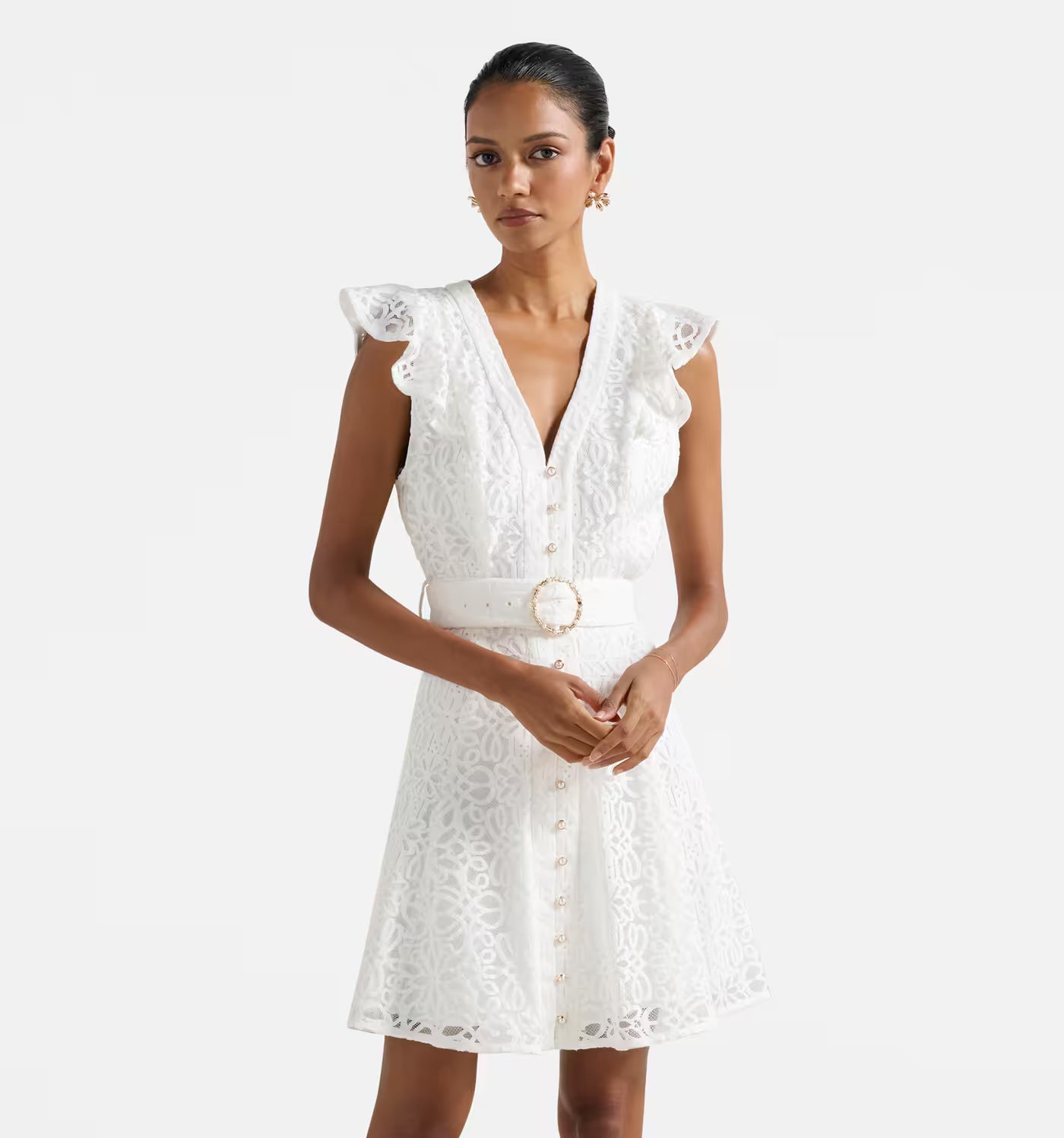Modern Petite Lace Mini Dress for Casual and Festive Occasions