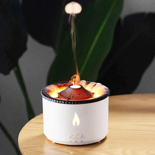 Decorative Volcano Humidifier and Essential Oil Diffuser with Flame Effect and Auto Shut-Off