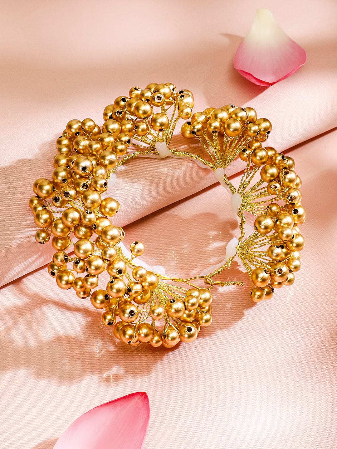 Modern Gold Toned Hair Bun Accessory with Decorative Pearl Details