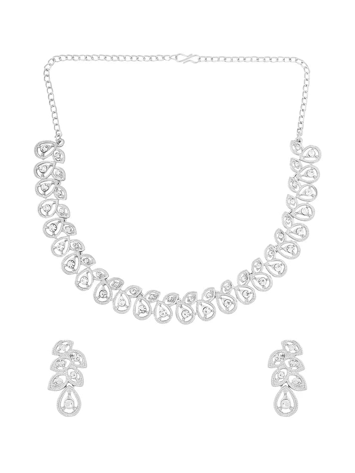 White Crystal Bridal Jewellery Set for Women and Girls for Weddings